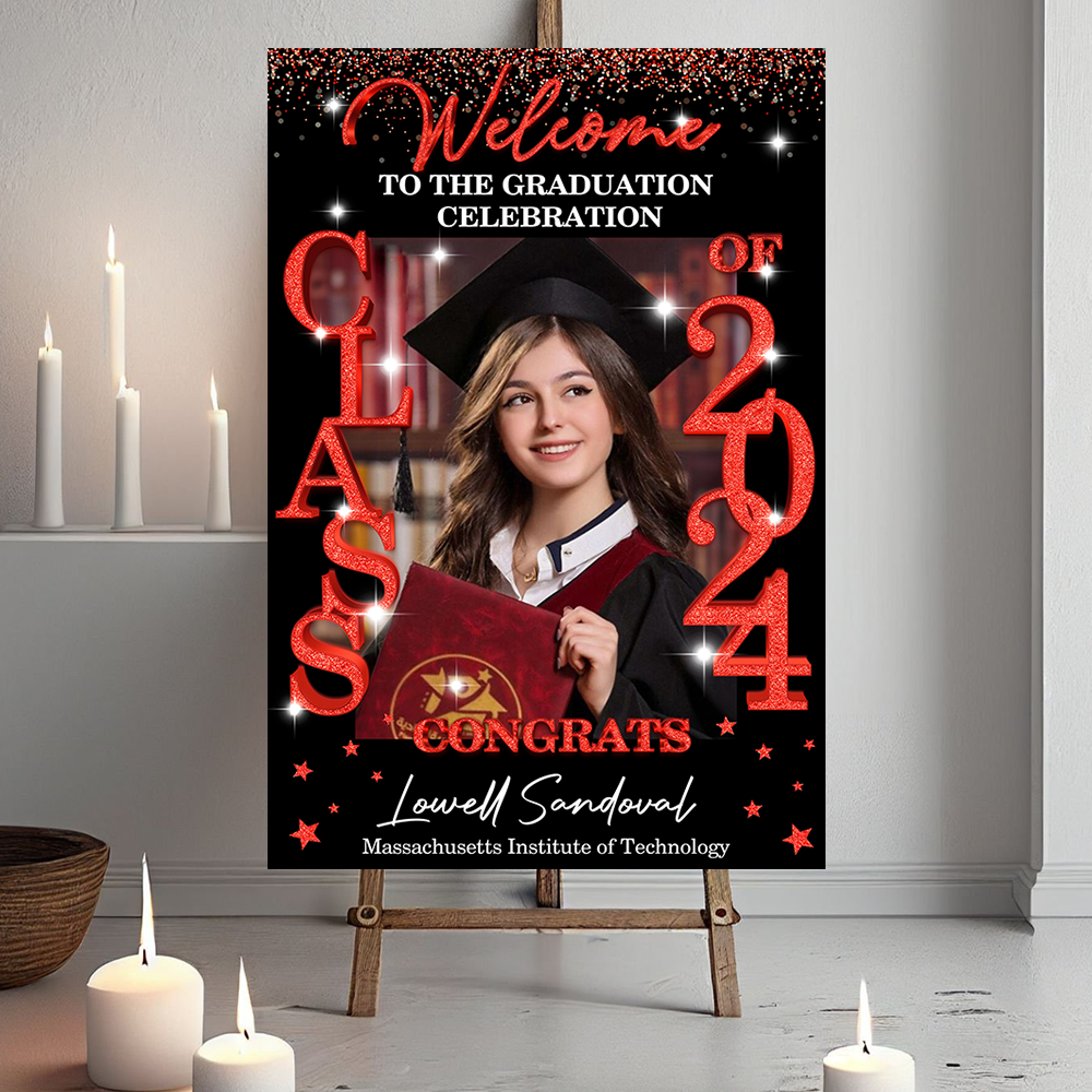 Class Of 2025 - Graduation Party Welcome Sign - Custom Photo Grad Party Sign - Personalized Graduation Decoration