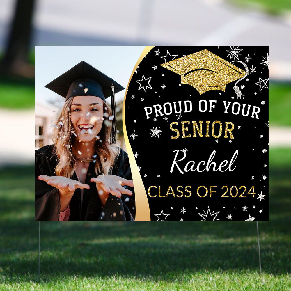 Rose Background Class Of 2025 Graduate, Graduation Gift - Personalized Graduation Lawn Sign With Stake