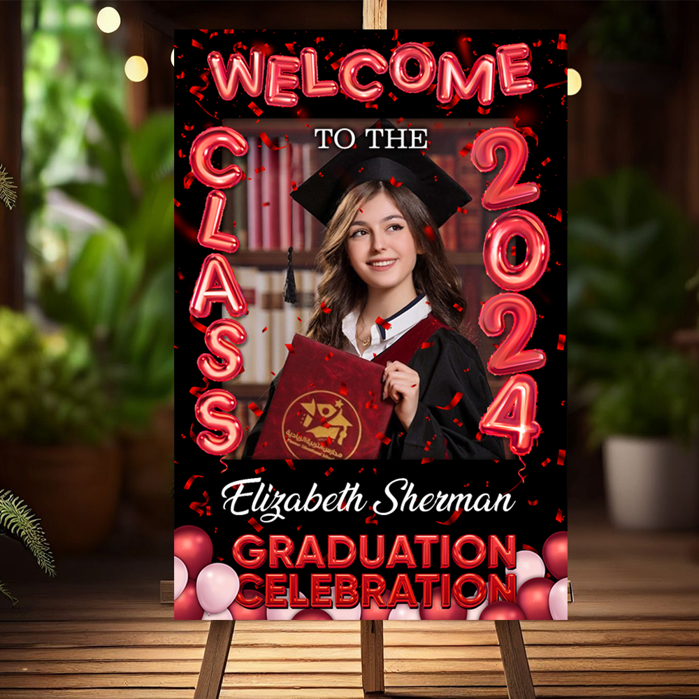 Bubble Styles Class Of 2025 - Graduation Party Welcome Sign - Custom Photo Grad Party Sign - Personalized Graduation Decoration