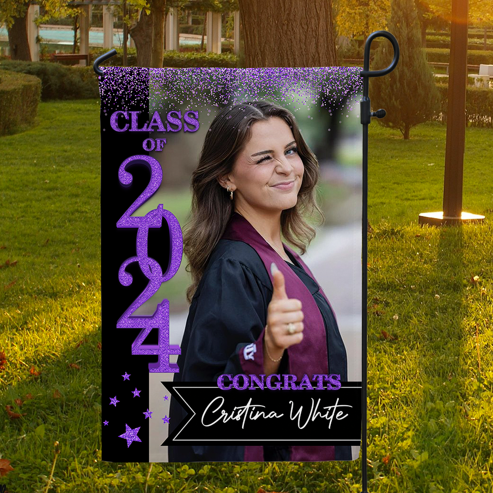 Custom Class Of 2025 Glitter Graduation Garden Flag, Perfect Gift for Graduates - Graduation Decoration