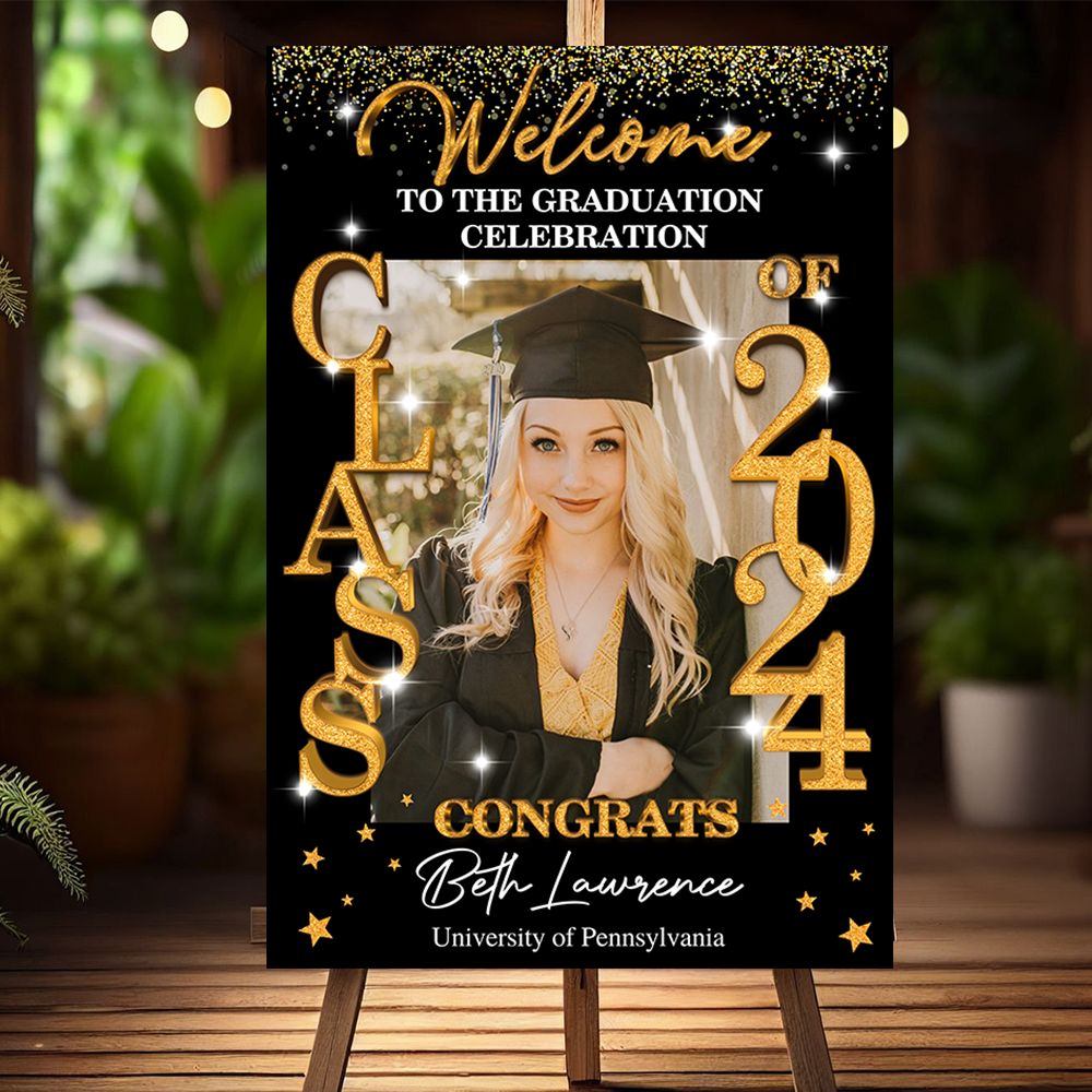 Class Of 2025 - Graduation Party Welcome Sign - Custom Photo Grad Party Sign - Personalized Graduation Decoration