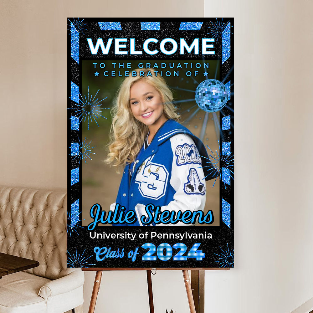 Future Ticket Welcome Sign - Custom Class Of 2025 Graduation Party Welcome Sign - Wildflower Graduation Party Welcome Sign