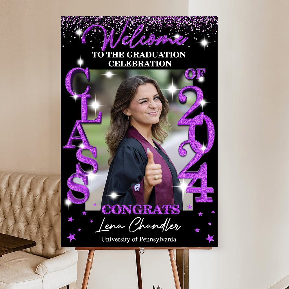 Class Of 2025 - Graduation Party Welcome Sign - Custom Photo Grad Party Sign - Personalized Graduation Decoration