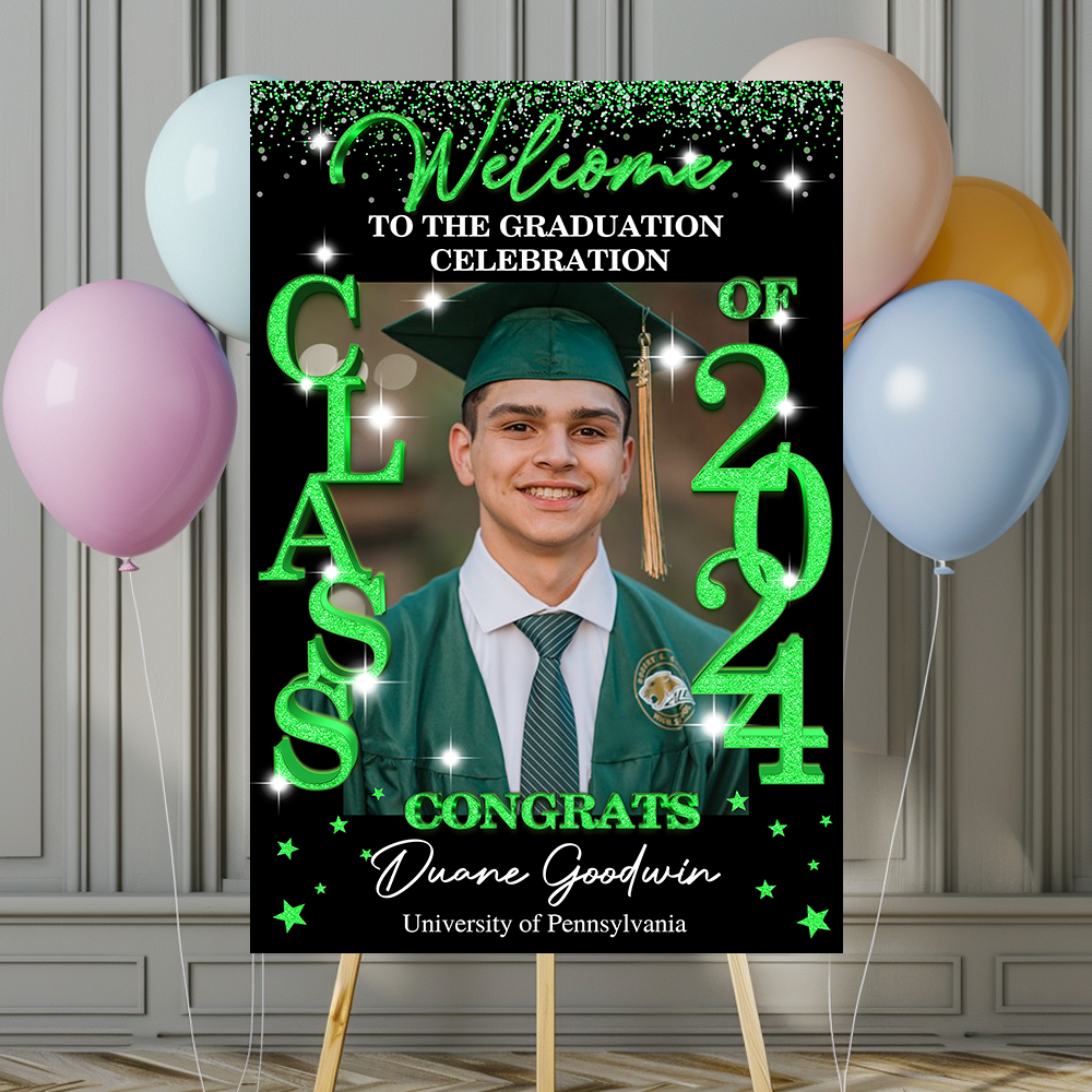 Class Of 2025 - Graduation Party Welcome Sign - Custom Photo Grad Party Sign - Personalized Graduation Decoration