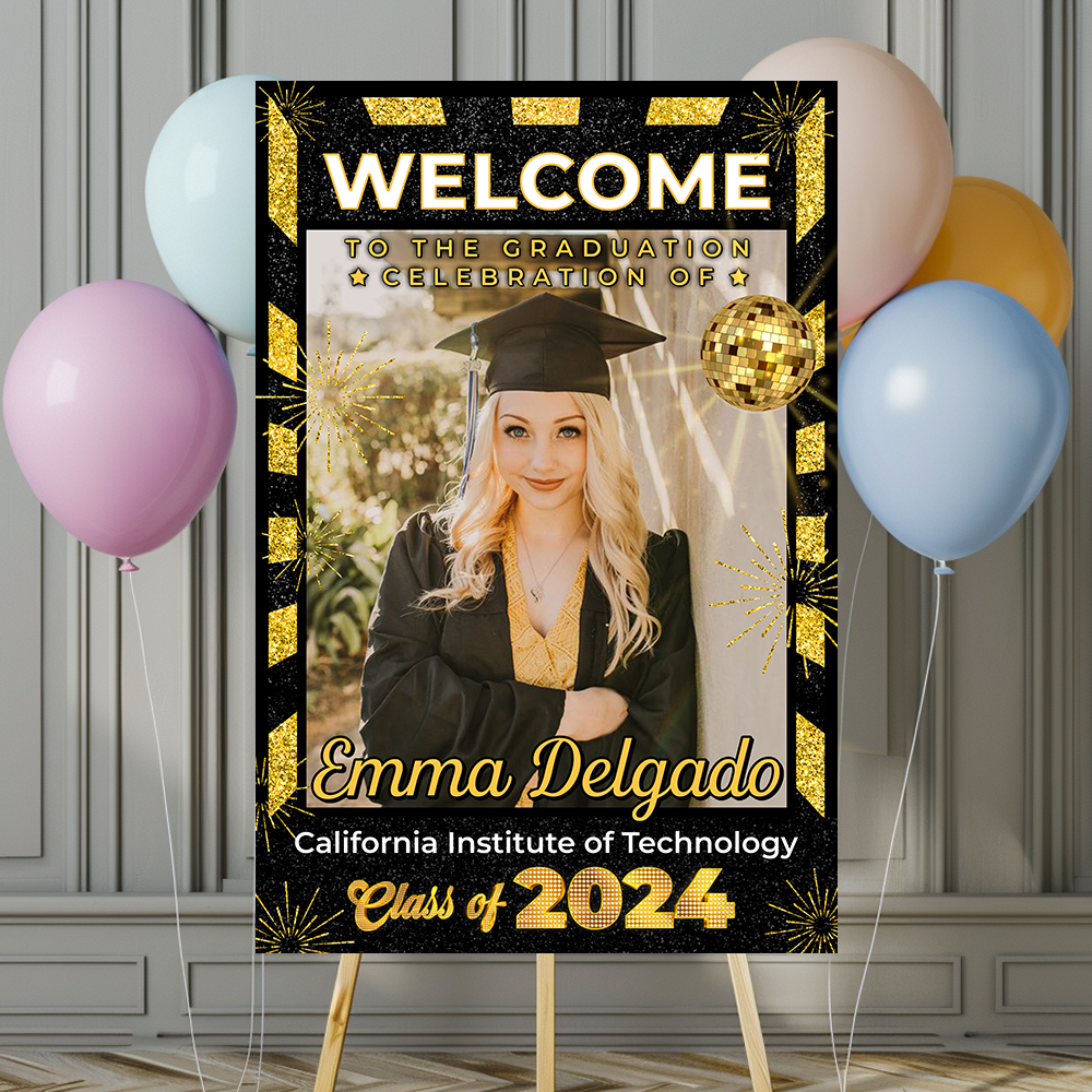 Future Ticket Welcome Sign - Custom Class Of 2025 Graduation Party Welcome Sign - Wildflower Graduation Party Welcome Sign