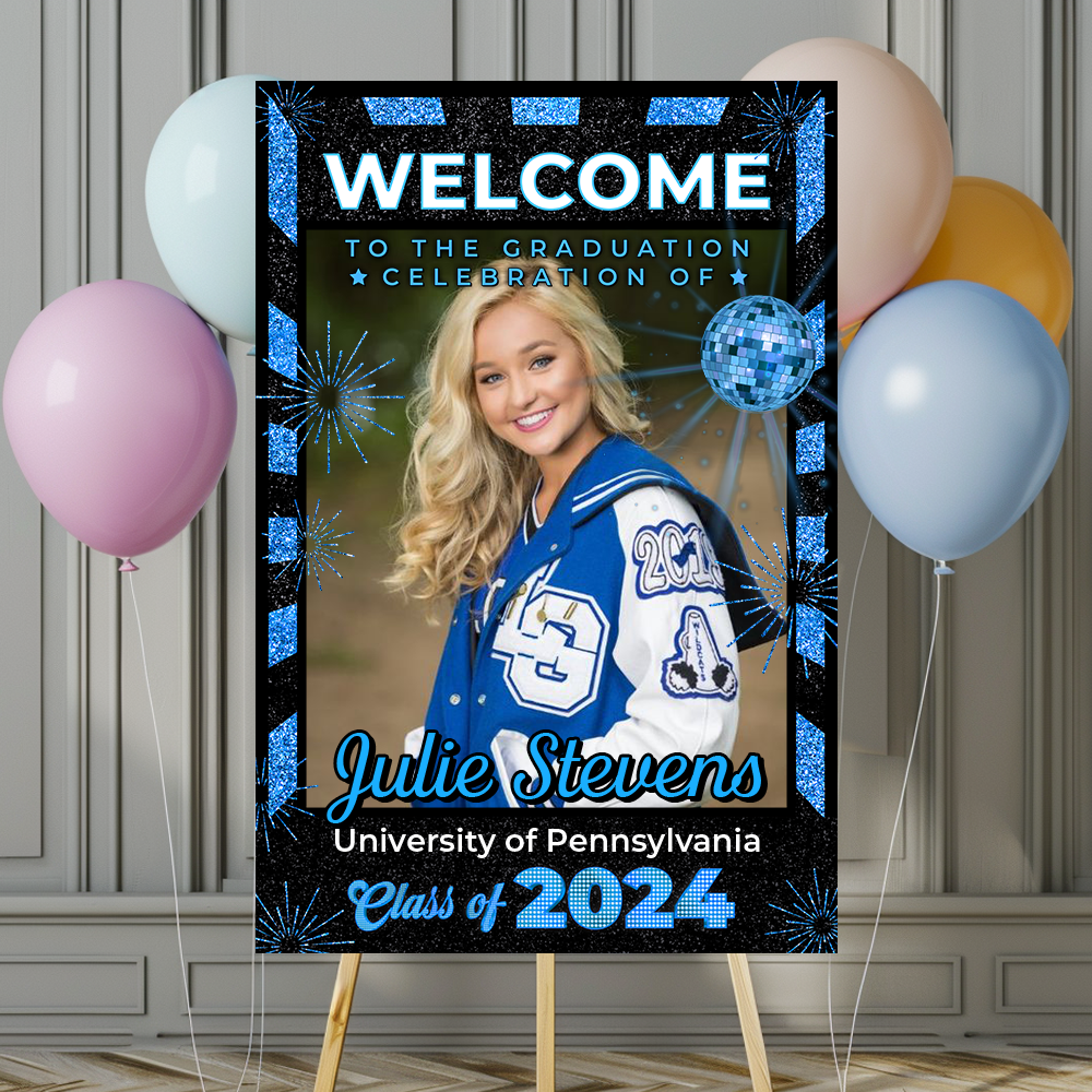 Future Ticket Welcome Sign - Custom Class Of 2025 Graduation Party Welcome Sign - Wildflower Graduation Party Welcome Sign