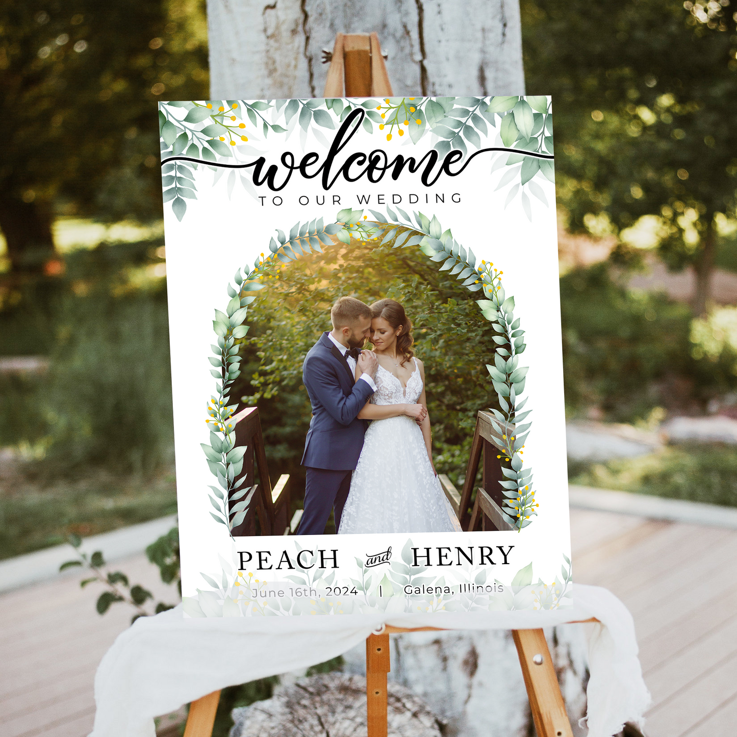 Flower Wedding Welcome Sign - Modern Wedding Signs, Large Wedding Sign - Welcome Wedding Sign