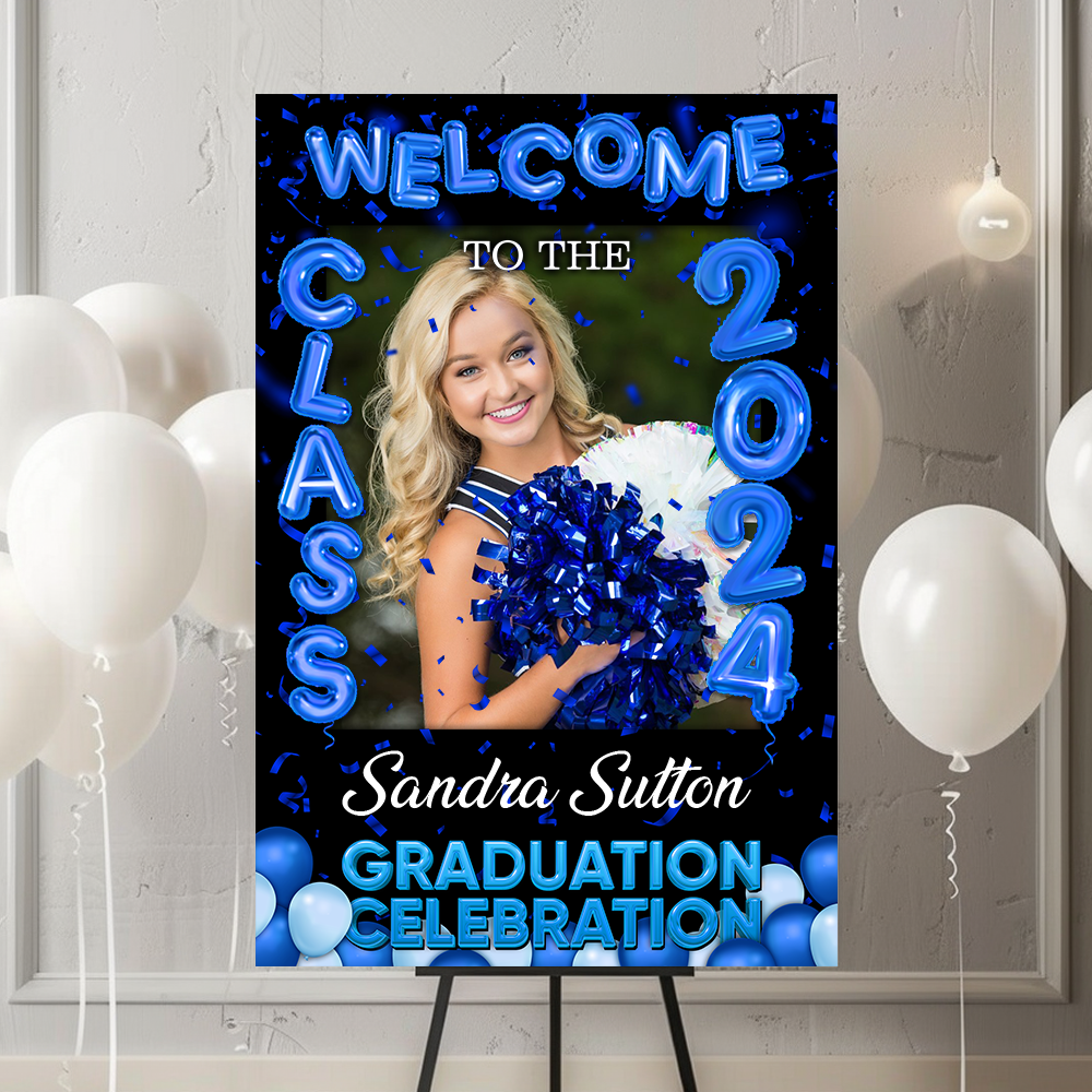 Bubble Styles Class Of 2025 - Graduation Party Welcome Sign - Custom Photo Grad Party Sign - Personalized Graduation Decoration