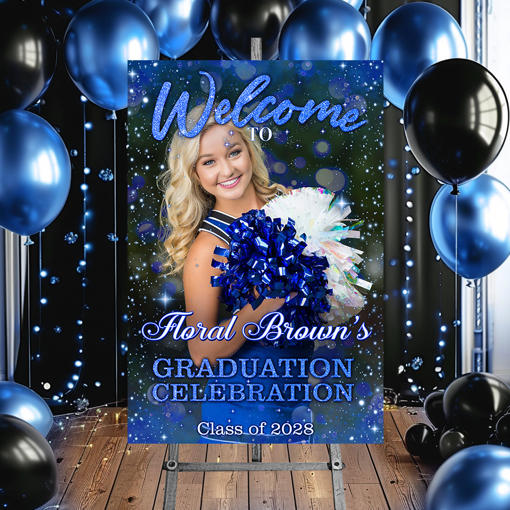 Custom Class Of 2025 - Graduation Party Welcome Sign - Custom Photo Grad Party Sign - Personalized Graduation Sign for Party