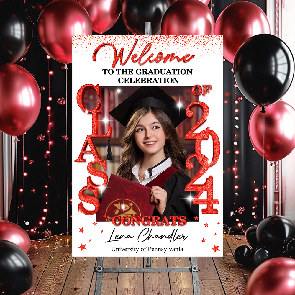 Class Of 2025 - Graduation Party Welcome Sign - Custom Photo Grad Party Sign - Personalized Graduation Decoration